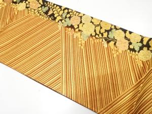 斜め縞に花模様織り出し　振袖用袋帯